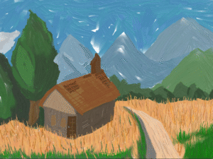 Modern art painting – first stay in the countryside